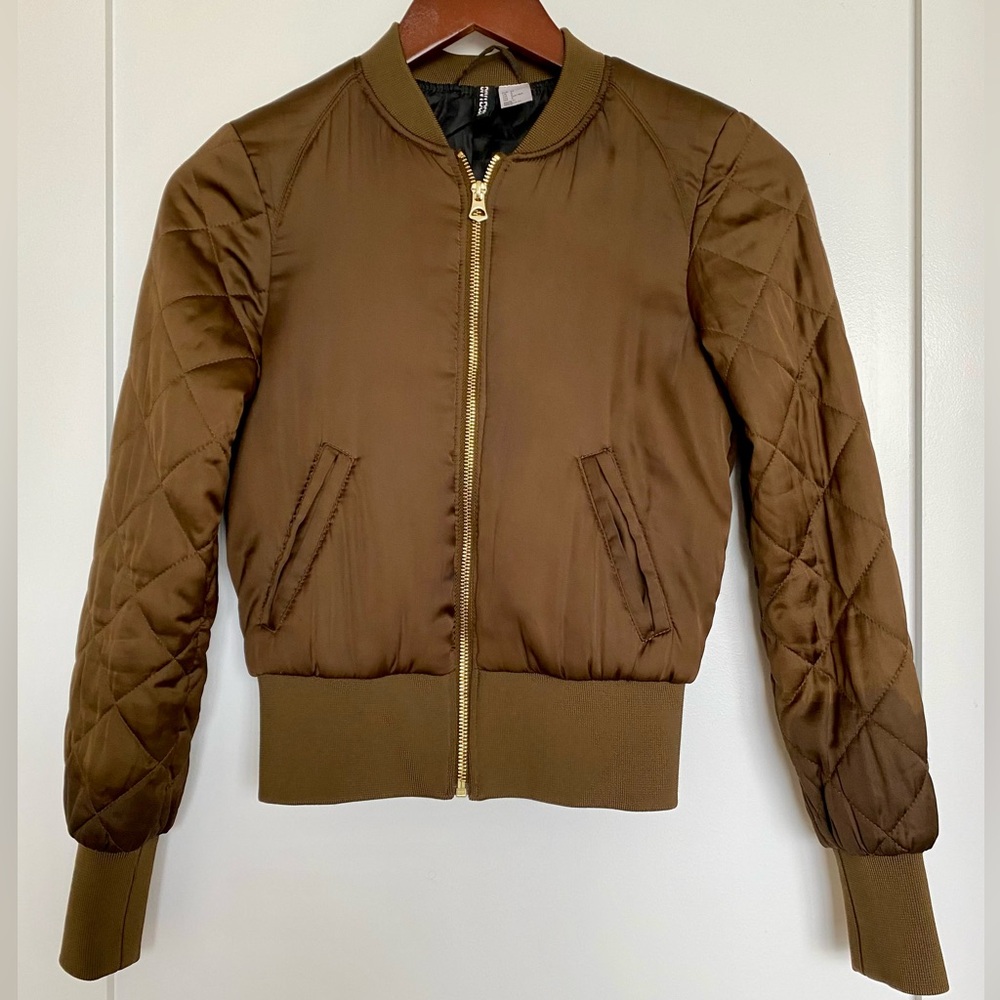 Quilted Olive Bomber Jacket